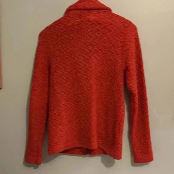 Lucky Brand size small tomato 🍅 red/orange zipper jacket w pockets, sweater - Picture 7 of 8